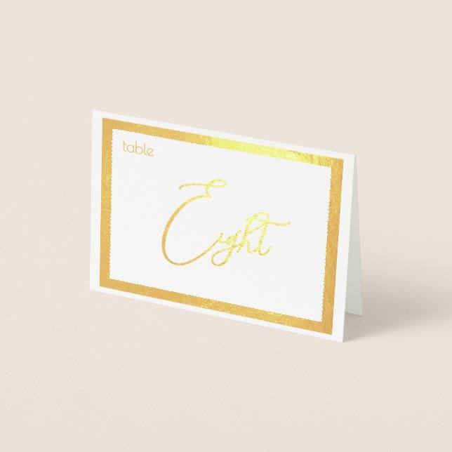 Elegant Foil Wedding Table Number Tent - EIGHT (Front)