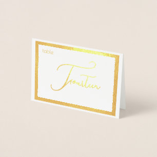 Elegant Foil Wedding Table Number Tent - FOURTEEN