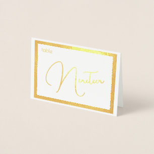 Elegant Foil Wedding Table Number Tent - NINETEEN