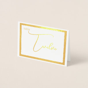Elegant Foil Wedding Table Number Tent - TWELVE