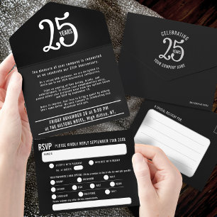 Elegant Foiled Tear-Off 25 Years in Business  All In One Invitation