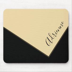Elegant Fold Over Design Personalised Black Yellow Mouse Mat