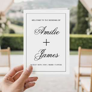 Elegant Foldable Wedding Party Program Timeline Card