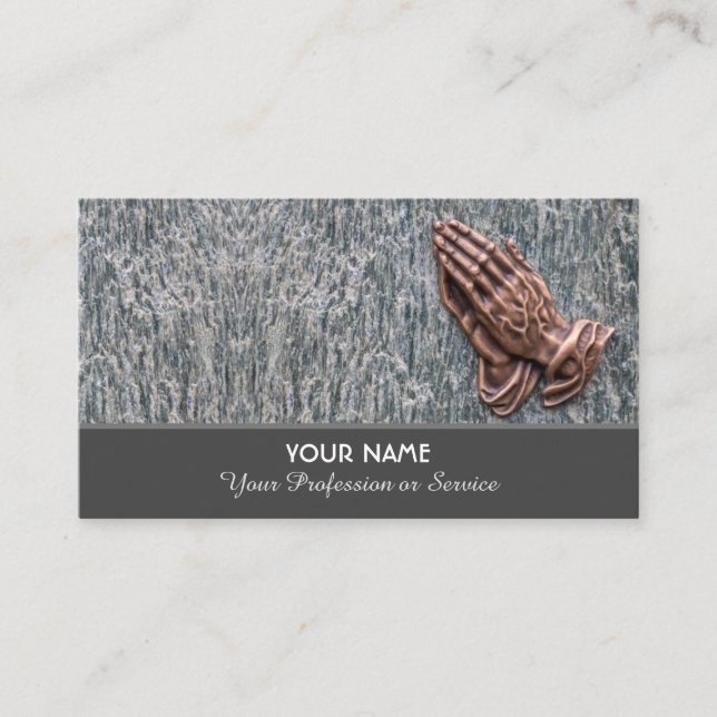Elegant folded hands for undertakers business card (Front)