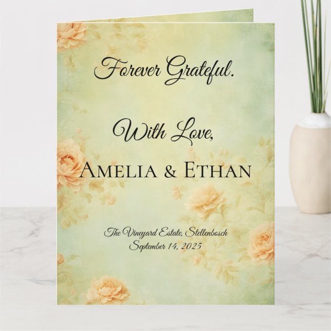 Elegant Folded Wedding Thank You Card  (Front)