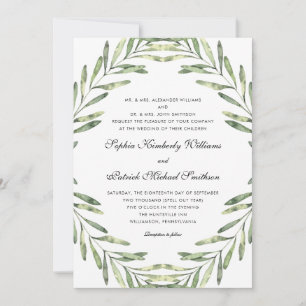 Elegant foliage all parents hosting wedding invitation