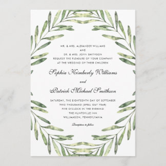 Elegant foliage | all parents hosting wedding invitation