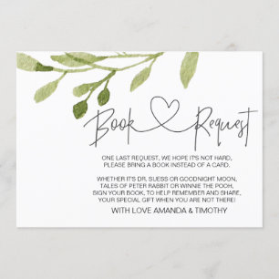 Elegant Foliage Baby Shower Book Request Cards