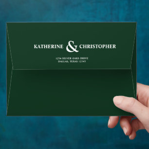Elegant Foliage Botanical Forest Green Wedding Envelope