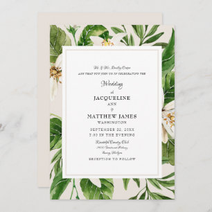 Elegant  Foliage Bride Parents Cream Wedding  Invitation