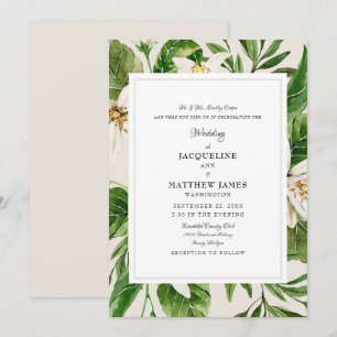 Elegant  Foliage Bride Parents Cream Wedding Matte Invitation