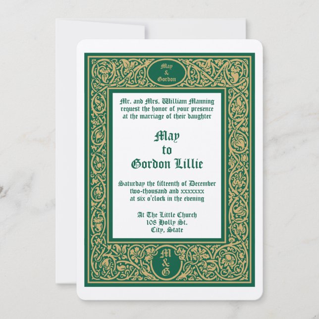 Elegant Foliage & Floral Border Wedding Invitation (Front)