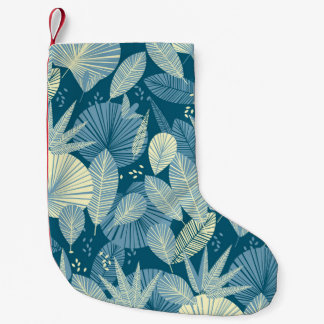 Elegant Foliage: Grey-Blue Tropical Pattern. Small Christmas Stocking