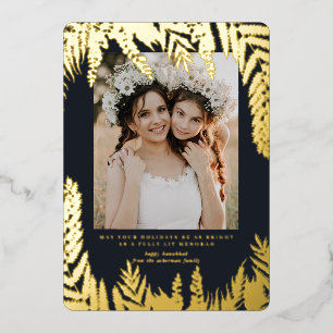 Elegant Foliage   Hanukkah Photo Collage Card
