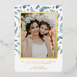 Elegant Foliage | Hanukkah Photo Collage Card<br><div class="desc">Hanukkah... The festival of lights is here. Light the menorah, play with the dreidel and feast on latkes and sufganiyot. Celebrate the spirit of Hanukkah with friends, family with our gorgeous photo cards. This elegant Hanukkah card is a stunning modern holiday theme perfect for anyone on your mailing list. A...</div>