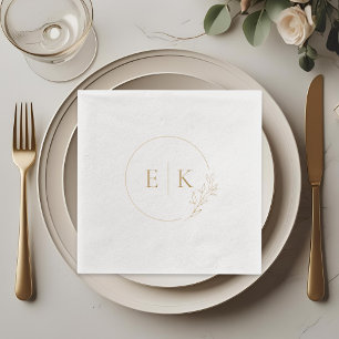 Elegant Foliage Initials Wedding Logo Foil Napkins