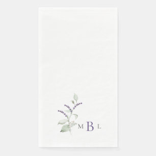 Elegant Foliage Lavender Monogram Wedding  Napkin