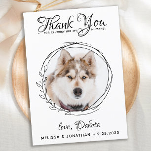 Elegant Foliage Leaves Pet Photo Dog Wedding Thank Thank You Card