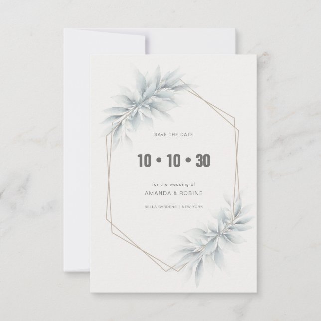 Elegant Foliage Modern Save The Date (Front)