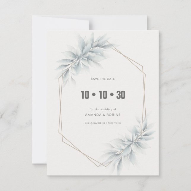 Elegant Foliage Modern Save The Date (Front)