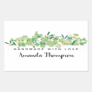 Elegant Foliage Personalised Handmade With Love Rectangular Sticker