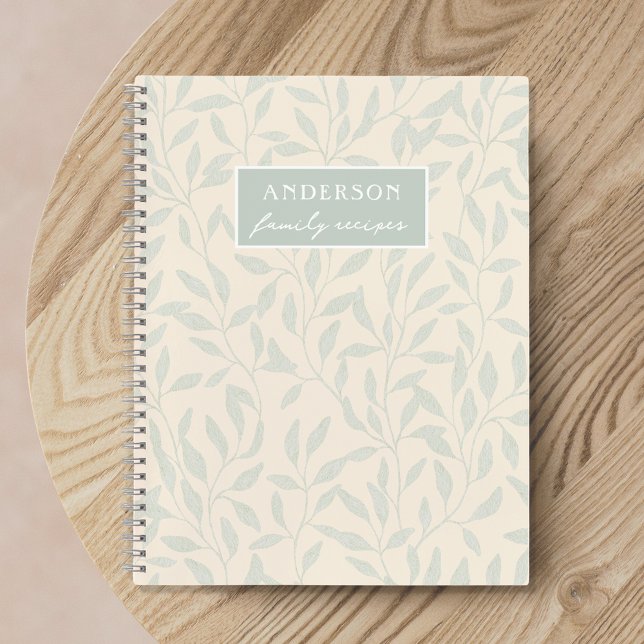 Elegant Foliage Sage and Beige Family Recipe Notebook (Creator Uploaded)