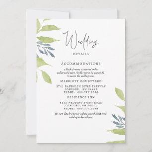 Elegant Foliage Simple Wedding 2 Hotels Details  Invitation