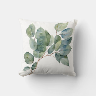Elegant foliage watercolor soft green botanical cushion
