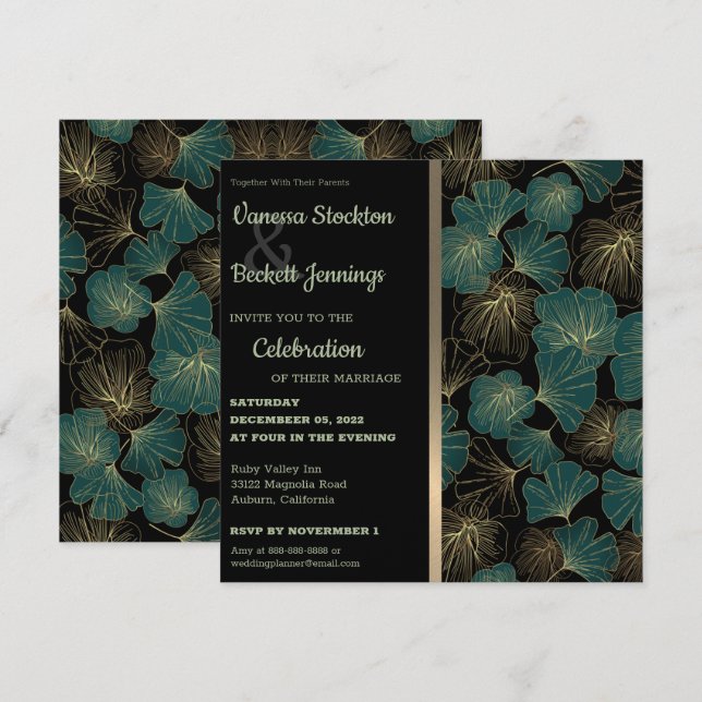 Elegant Foliage Wedding Invitation (Front/Back)