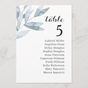 Elegant foliage wedding seating chart. Grey table Invitation