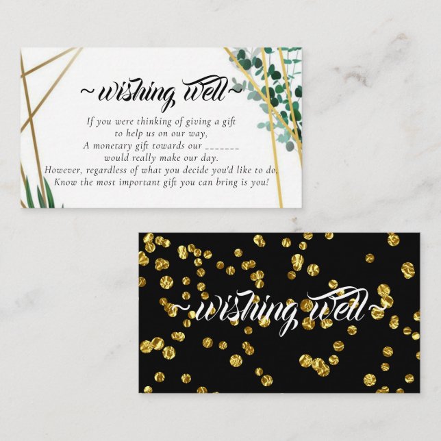 Elegant Foliage Wishing Well for Wedding Enclosure Card (Front/Back)