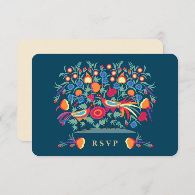 Elegant Folk Art Design RSVP Cards (Front/Back)