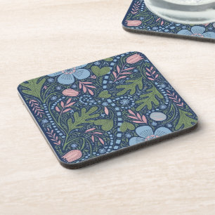 Elegant Folk Art Floral Pattern Vintage Botanical Coaster