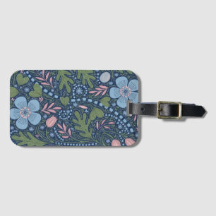 Elegant Folk Art Floral Pattern Vintage Botanical Luggage Tag