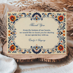Elegant Folk Botanical Mexican Thank You Card