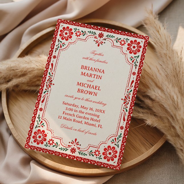 Elegant Folk Botanical Vintage Mexican Invitation (Creator Uploaded)