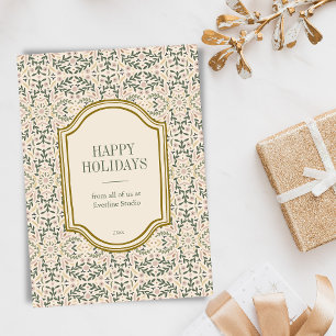 Elegant Folk Floral Corporate Company Business Holiday Card