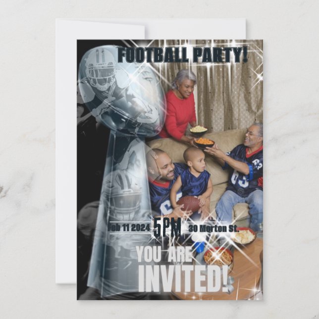 Elegant Football Player add Pic Trophy Invitation (Front)