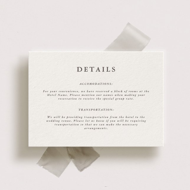 Elegant Forest Brown Wedding Details Card (Creator Uploaded)