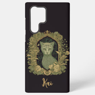 Elegant Forest Cat with Custom Name Samsung Galaxy Case