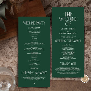 Elegant Forest Emerald Typography Wedding Program Programme