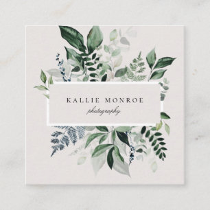 Elegant Forest Foliage Frame Square Business Card