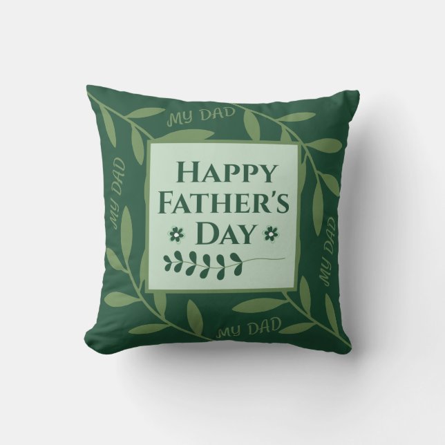 Elegant Forest Green Botanical Dad Cushion (Front)