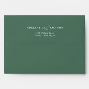 Elegant Forest Green Calligraphy Addressed Wedding Envelope