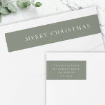 Elegant Forest Green Christmas Return Address Wrap Around Label<br><div class="desc">A stylish minimal holiday wrap around return address label with classic typography "Merry Christmas" in black on a grayish forest green background. The text can be easily customised for a personal touch. A simple,  minimalist and contemporary christmas design to stand out this holiday season!</div>