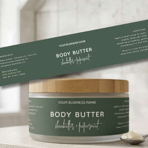Elegant Forest Green Cosmetic Jar Wrapper Label