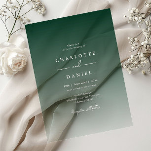 Elegant  Forest Green Gradient Acrylic Wedding Acrylic Invitations