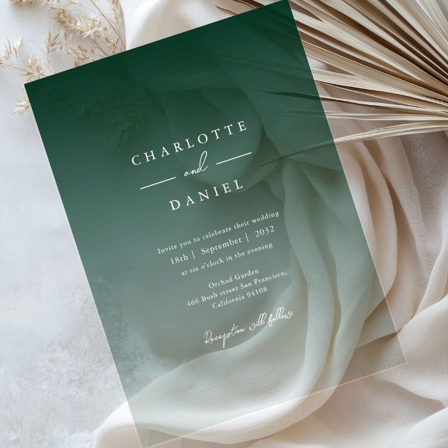 Elegant Forest Green Gradient Acrylic Wedding Invitations (Elegant Forest Green Gradient Acrylic Wedding Acrylic Invitations)