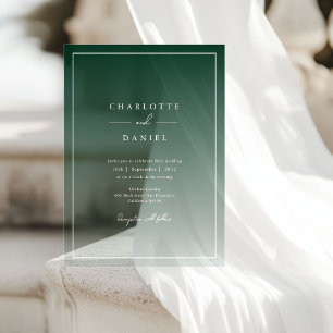 Elegant Forest Green Gradient Acrylic Wedding Invitations
