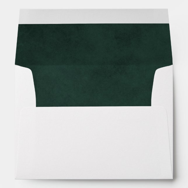 Elegant Forest Green Lined Wedding Envelope (Back (Bottom))